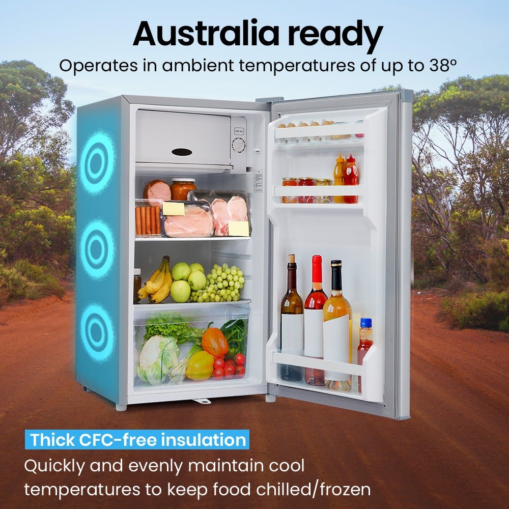 GECKO 95L Portable Upright Fridge and Freezer, 12V/24V for Camping, Caravans, Silver | Outdoorium