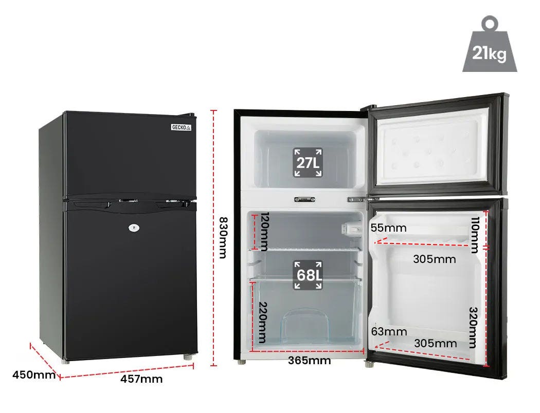 GECKO 95L Portable Upright Fridge Refrigerator 12V/24V/240V Caravan Motorhome - Outdoorium