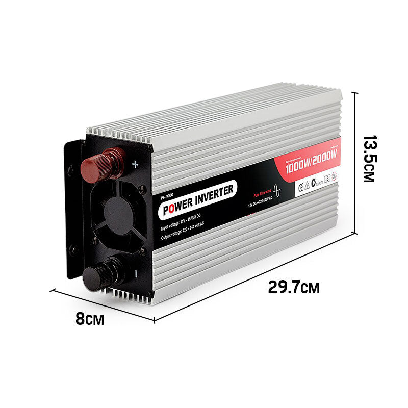 GENPOWER Pure Sine Wave 1000W/2000W 12V/240V Power Inverter Caravan Boat CarPlug - Outdoorium