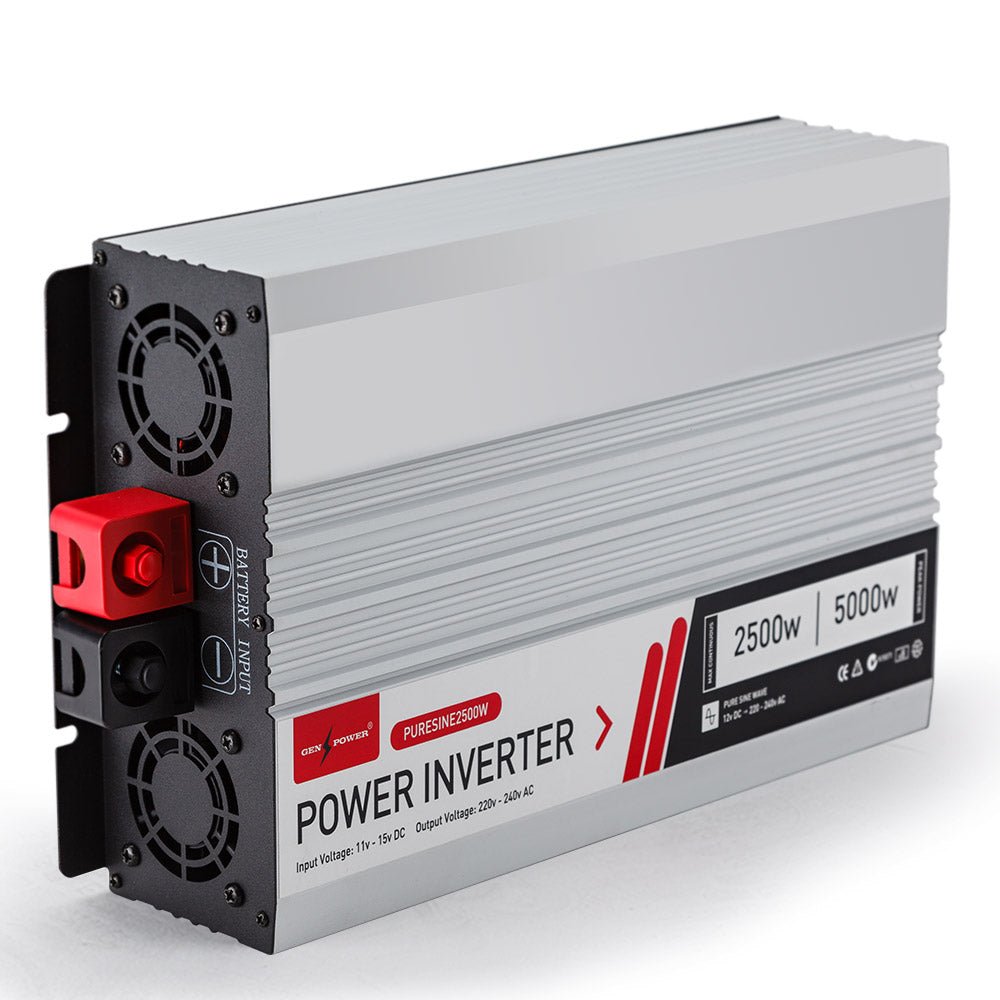 GENPOWER Pure Sine Wave 2500W/5000W 12V/240V Power Inverter Caravan Boat CarPlug - Outdoorium