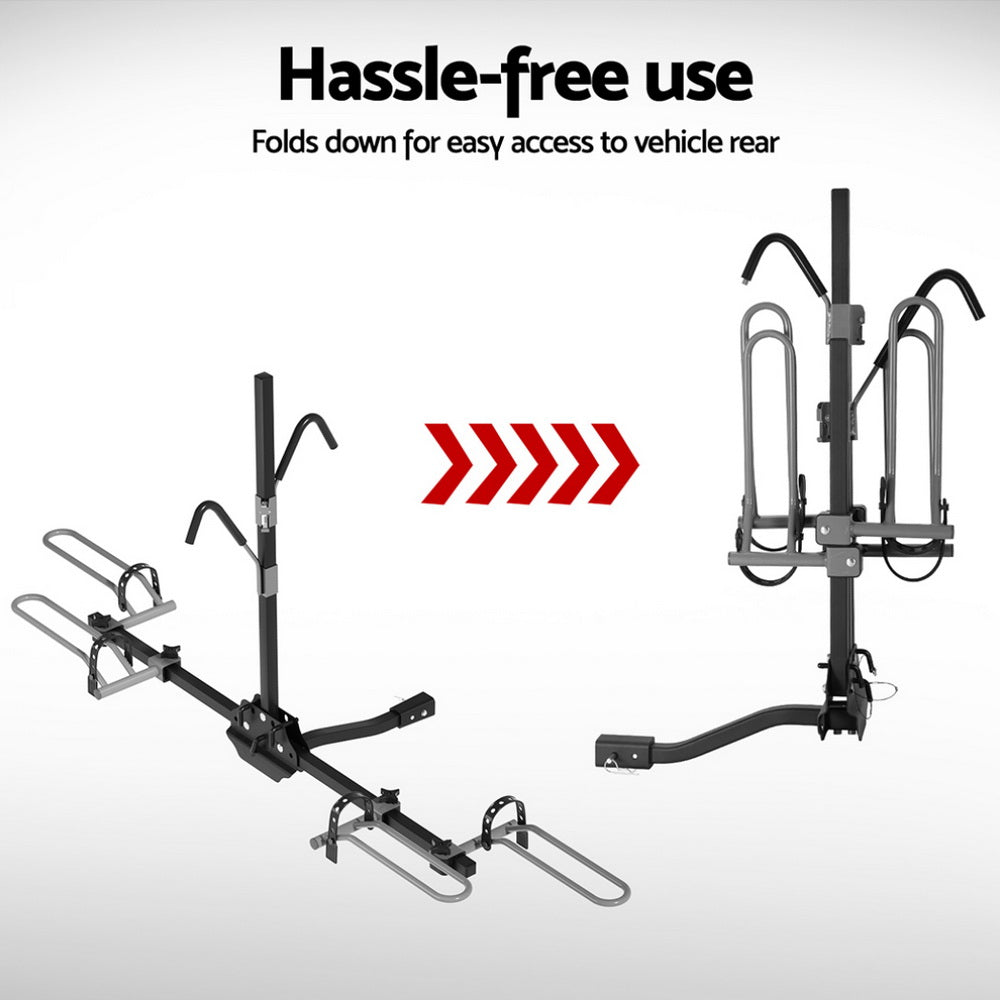 Giantz 2 Bicycle Bike Carrier Rack Car 2" Hitch Mount Platform Foldable Black,Giantz 2 Bicycle Bike Carrier Rack Car 2" Hitch Mount Platform Foldable Black - Outdoorium