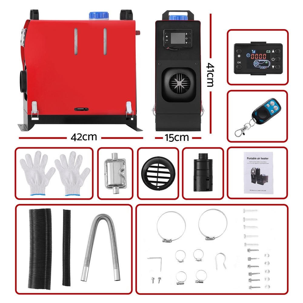 Giantz Diesel Air Heater All - in - one 12V 5KW LCD Remote Control for Car RV Indoors - Outdoorium