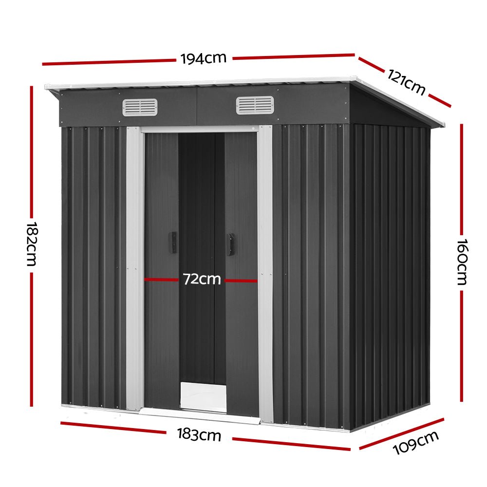 Giantz Garden Shed 1.94x1.21M Sheds Outdoor Storage Workshop House Tool Shelter Sliding Door - Outdoorium