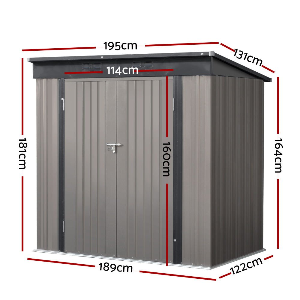 Giantz Garden Shed 1.95x1.31M Sheds Outdoor Storage Steel Workshop House Tool Double Door - Outdoorium