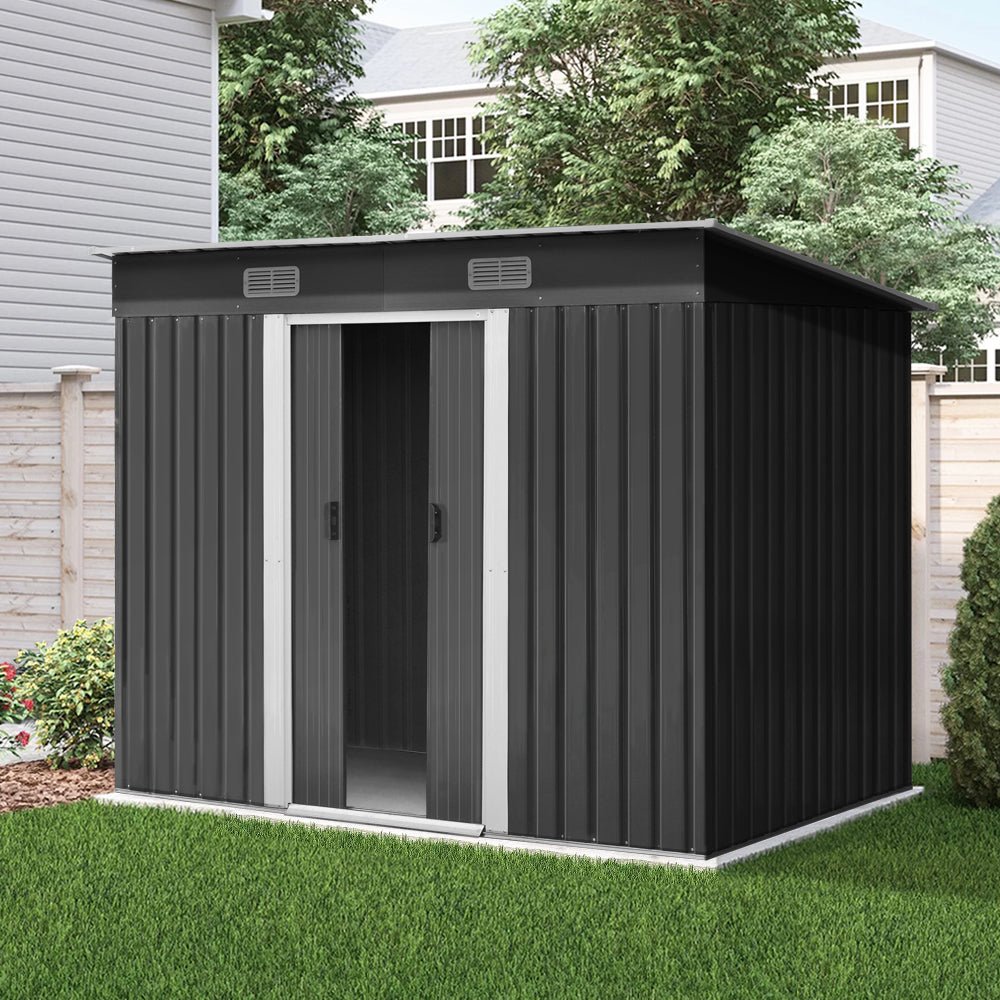 Giantz Garden Shed 2.38x1.31M Sheds Outdoor Storage Tool Metal Workshop Shelter Sliding Door - Outdoorium