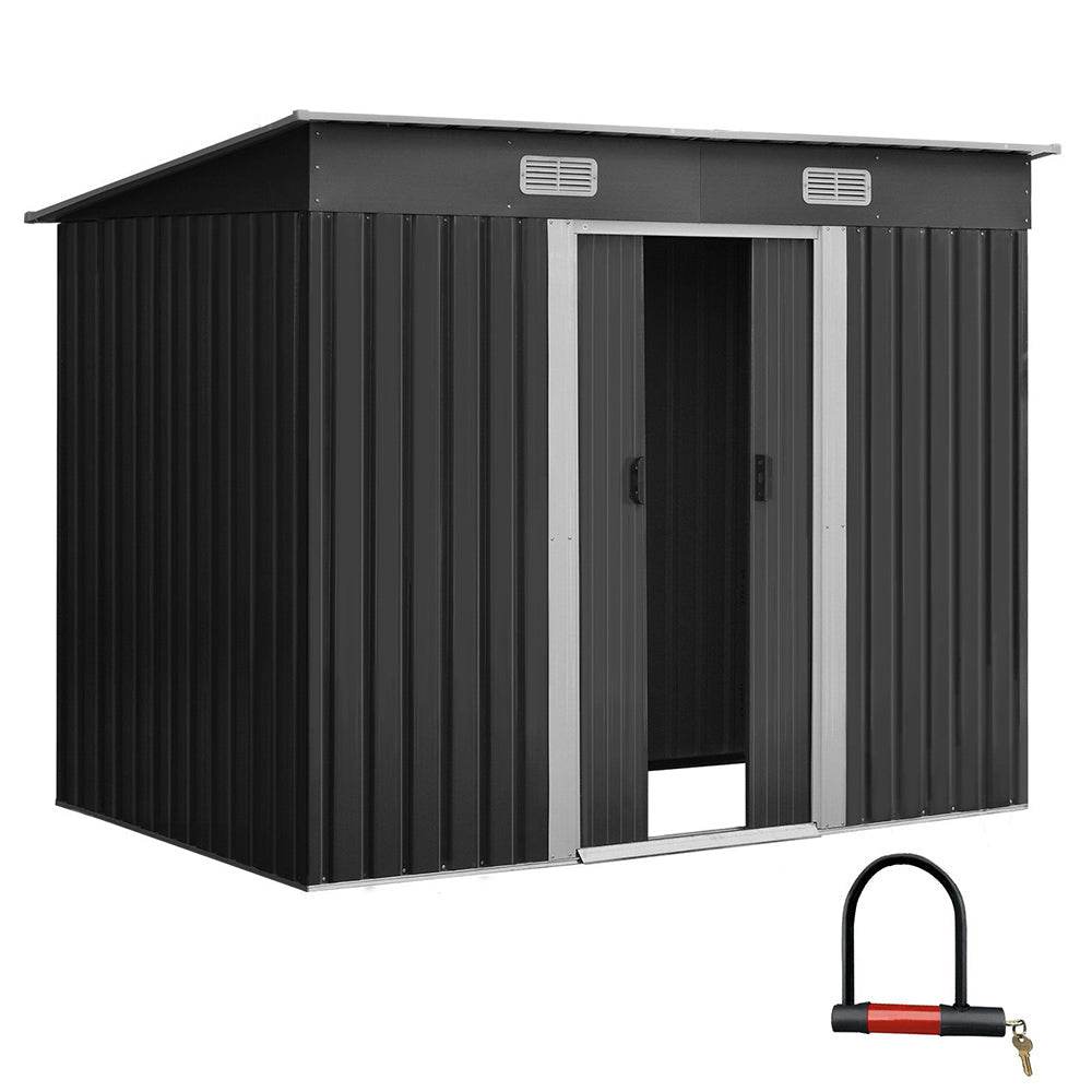 Giantz Garden Shed 2.38x1.31M Sheds Outdoor Storage Tool Metal Workshop Shelter Sliding Door - Outdoorium