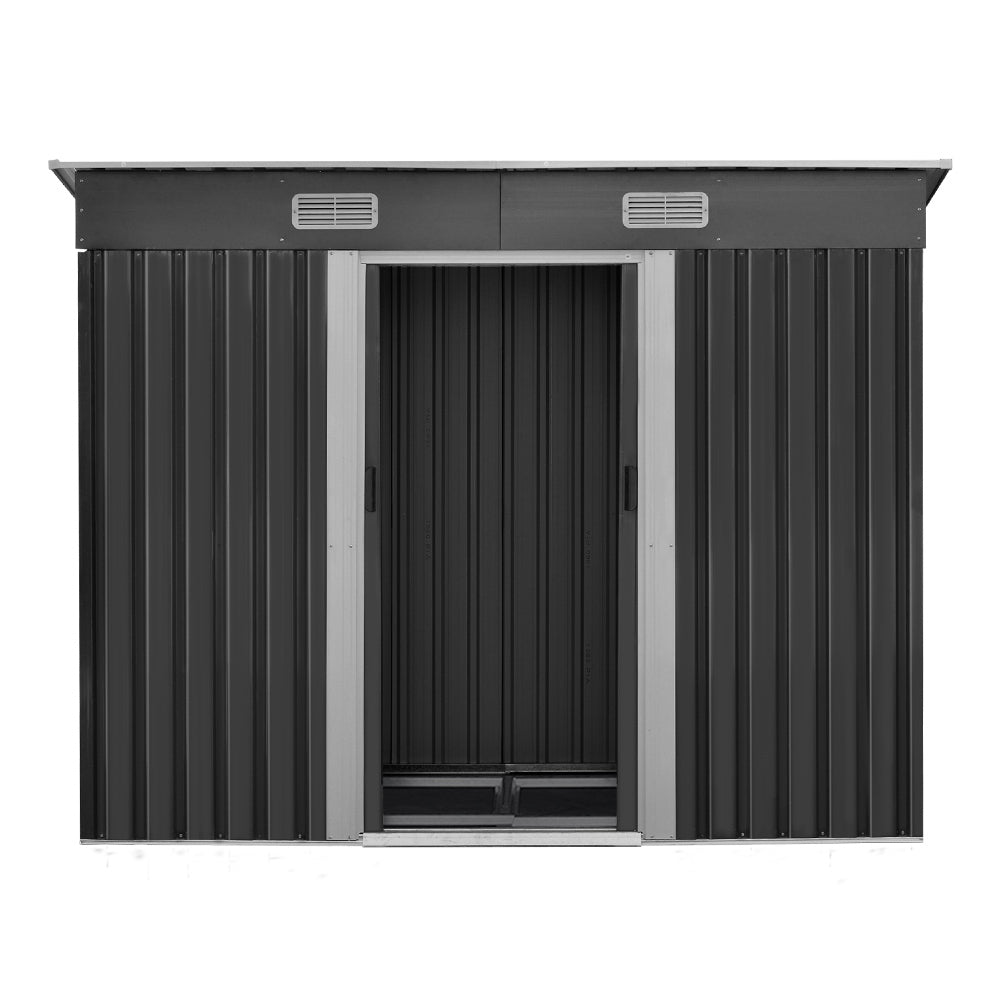 Giantz Garden Shed 2.38x1.31M w/Metal Base Sheds Outdoor Storage Tool Workshop Sliding Door - Outdoorium