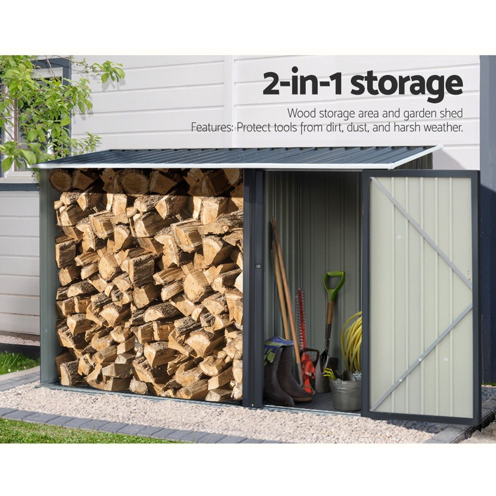 Giantz Garden Shed 2.49x1.04M Sheds Outdoor Tool Storage Workshop House Steel 2 in 1 - Outdoorium