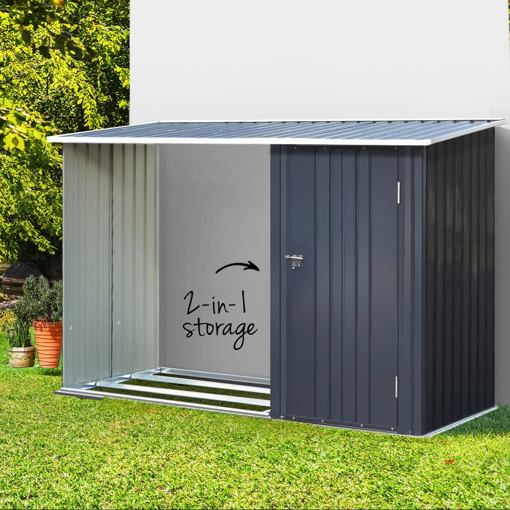 Giantz Garden Shed 2.49x1.04M Sheds Outdoor Tool Storage Workshop House Steel 2 in 1 - Outdoorium