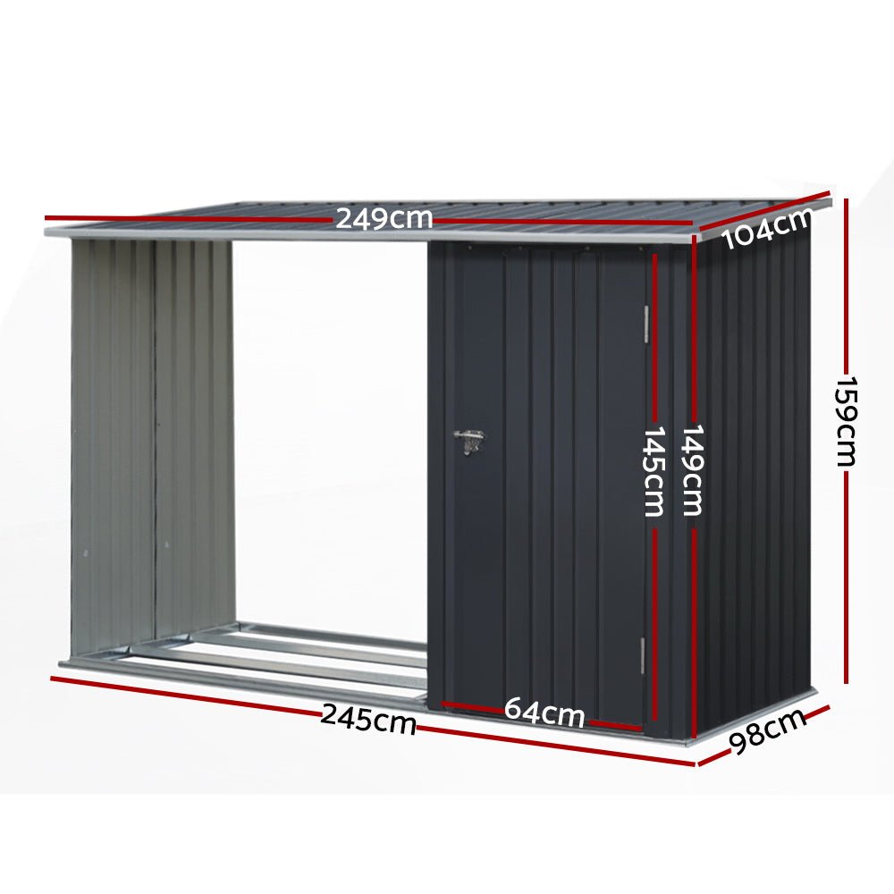 Giantz Garden Shed 2.49x1.04M Sheds Outdoor Tool Storage Workshop House Steel 2 in 1 - Outdoorium