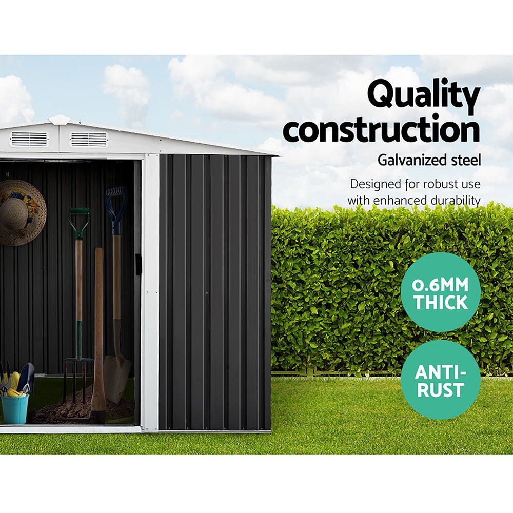 Giantz Garden Shed 2.58x2.07M Sheds Outdoor Storage Workshop Metal Shelter Sliding Door - Outdoorium