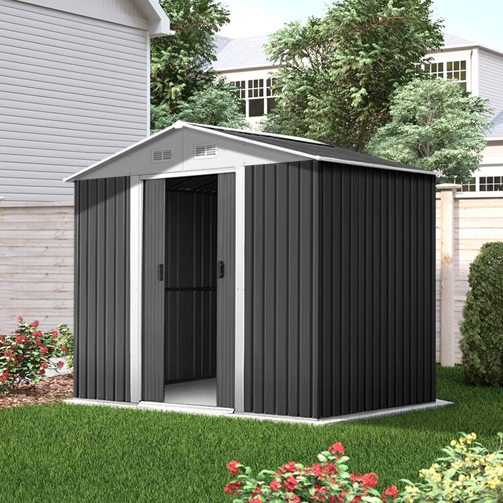 Giantz Garden Shed 2.58x2.07M Sheds Outdoor Storage Workshop Metal Shelter Sliding Door - Outdoorium