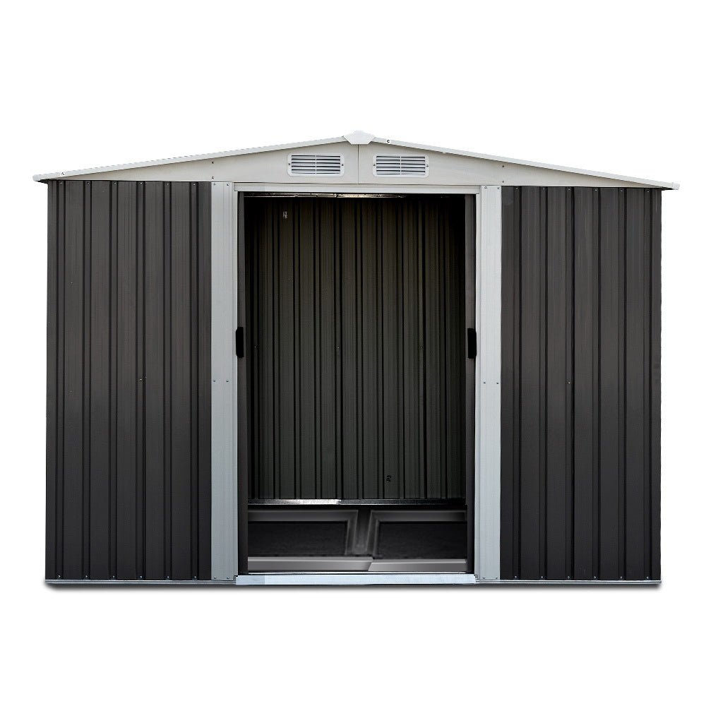 Giantz Garden Shed 2.58x2.07M w/Metal Base Sheds Outdoor Storage Double Door Tool - Outdoorium