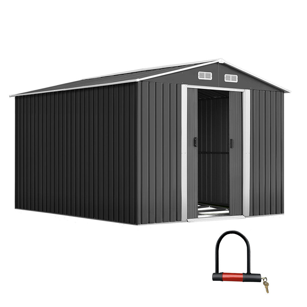 Giantz Garden Shed 2.6x3.9M w/Metal Base Sheds Outdoor Storage Workshop Tool Shelter Sliding Door - Outdoorium