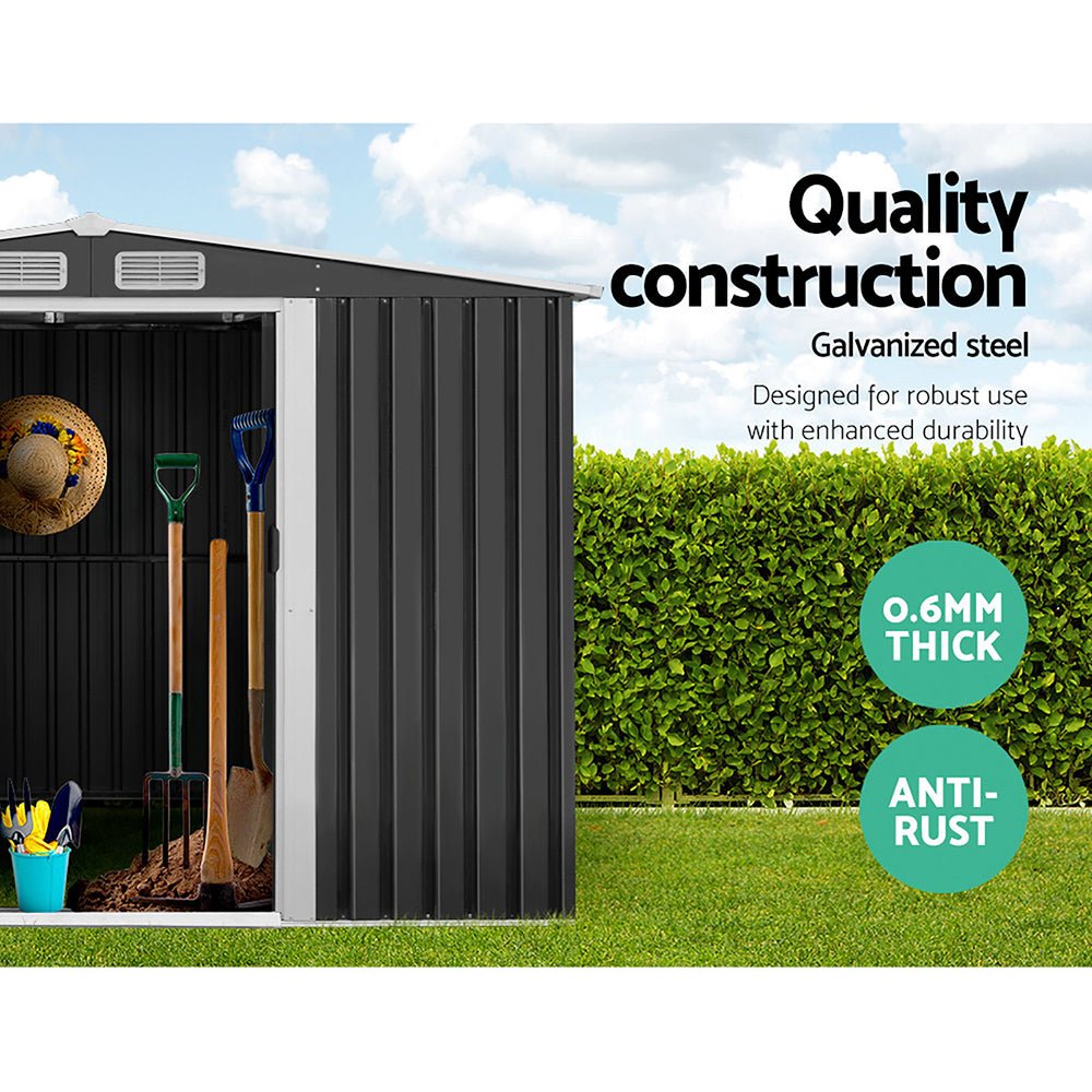 Giantz Garden Shed 2.6x3.9M w/Metal Base Sheds Outdoor Storage Workshop Tool Shelter Sliding Door - Outdoorium