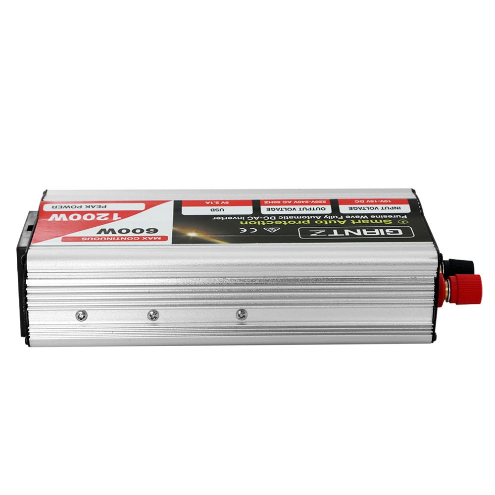 Giantz Power Inverter 600W/1200W 12V to 240V Pure Sine Wave Camping Car Boat - Outdoorium