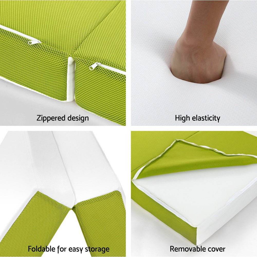 Giselle Bedding Foldable Mattress Folding Foam Trifold Green - Outdoorium