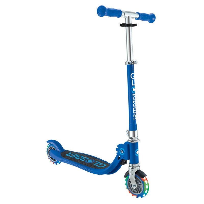 Globber FLOW FOLDABLE JUNIOR with lights - Navy Blue/ Sky Blue | Outdoorium