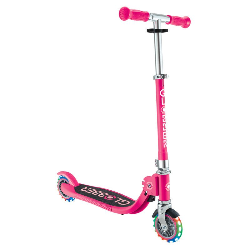 Globber FLOW FOLDABLE JUNIOR with lights - Pastel Pink/ Fuchsia | Outdoorium