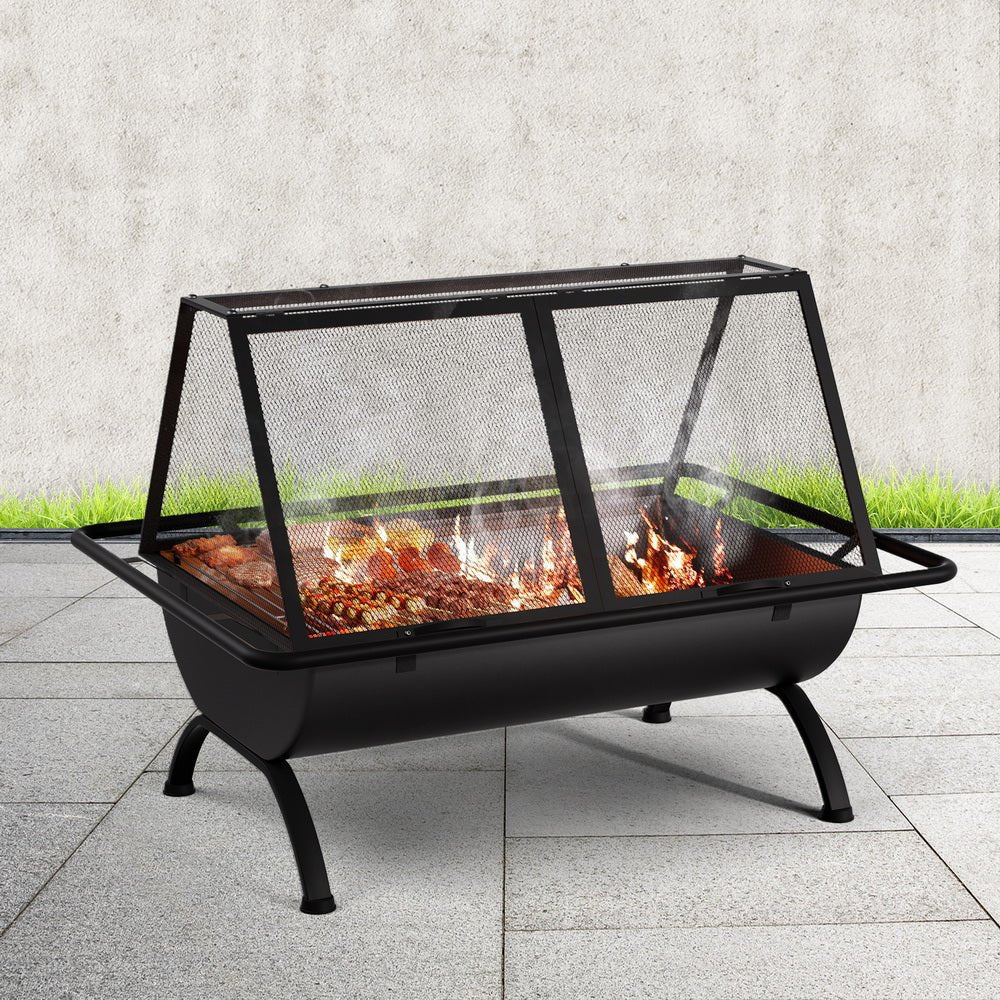 Grillz Fire Pit BBQ Grill Outdoor Fireplace Steel - Outdoorium