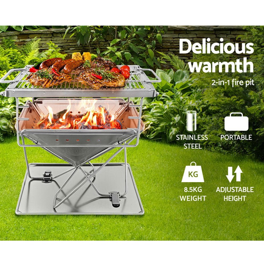 Grillz Fire Pit BBQ Grill with Carry Bag Camping - Outdoorium