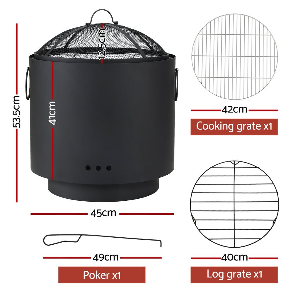 Grillz Fire Pit BBQ Portable Deep Bowl Outdoor Fireplace | Outdoorium