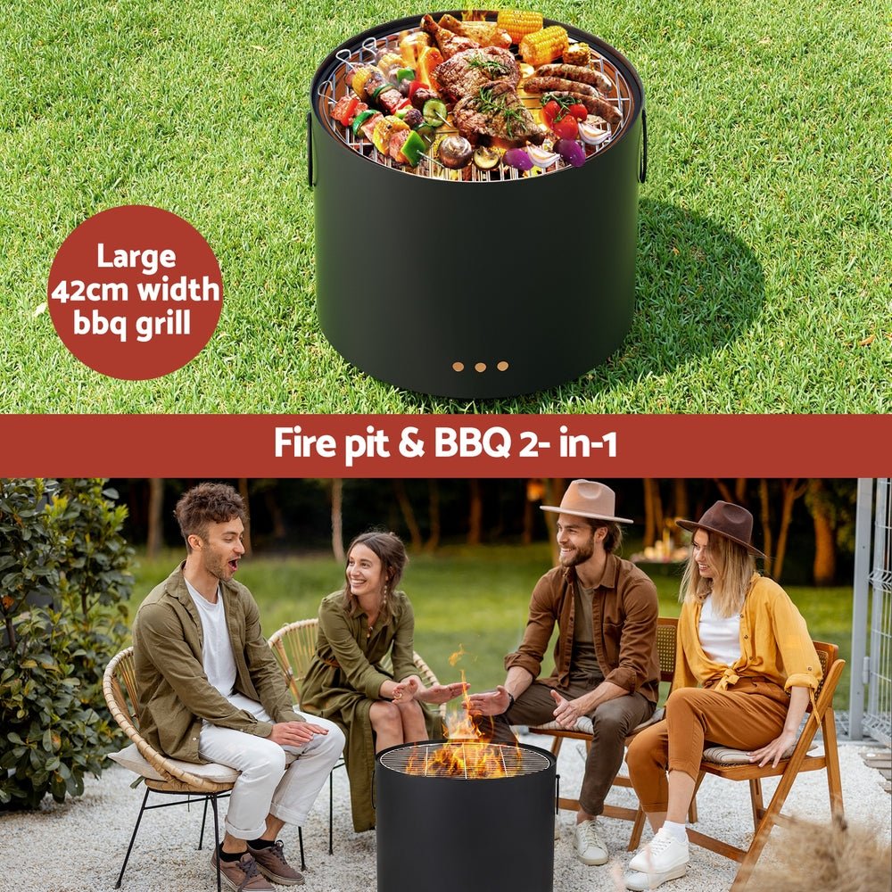 Grillz Fire Pit BBQ Portable Deep Bowl Outdoor Fireplace | Outdoorium