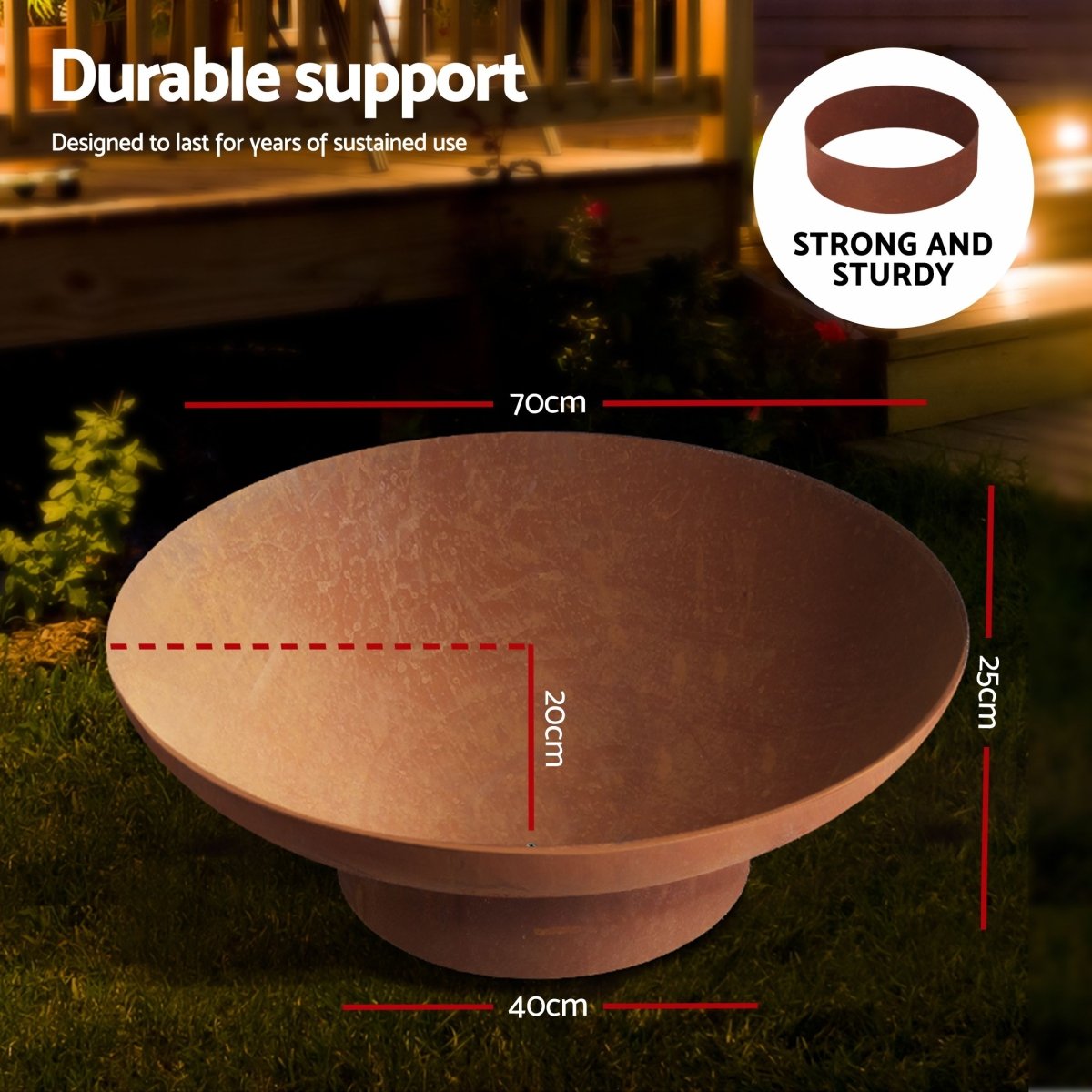 Grillz Fire Pit Bowl Cast Iron Rustic 70cm | Fire Pits