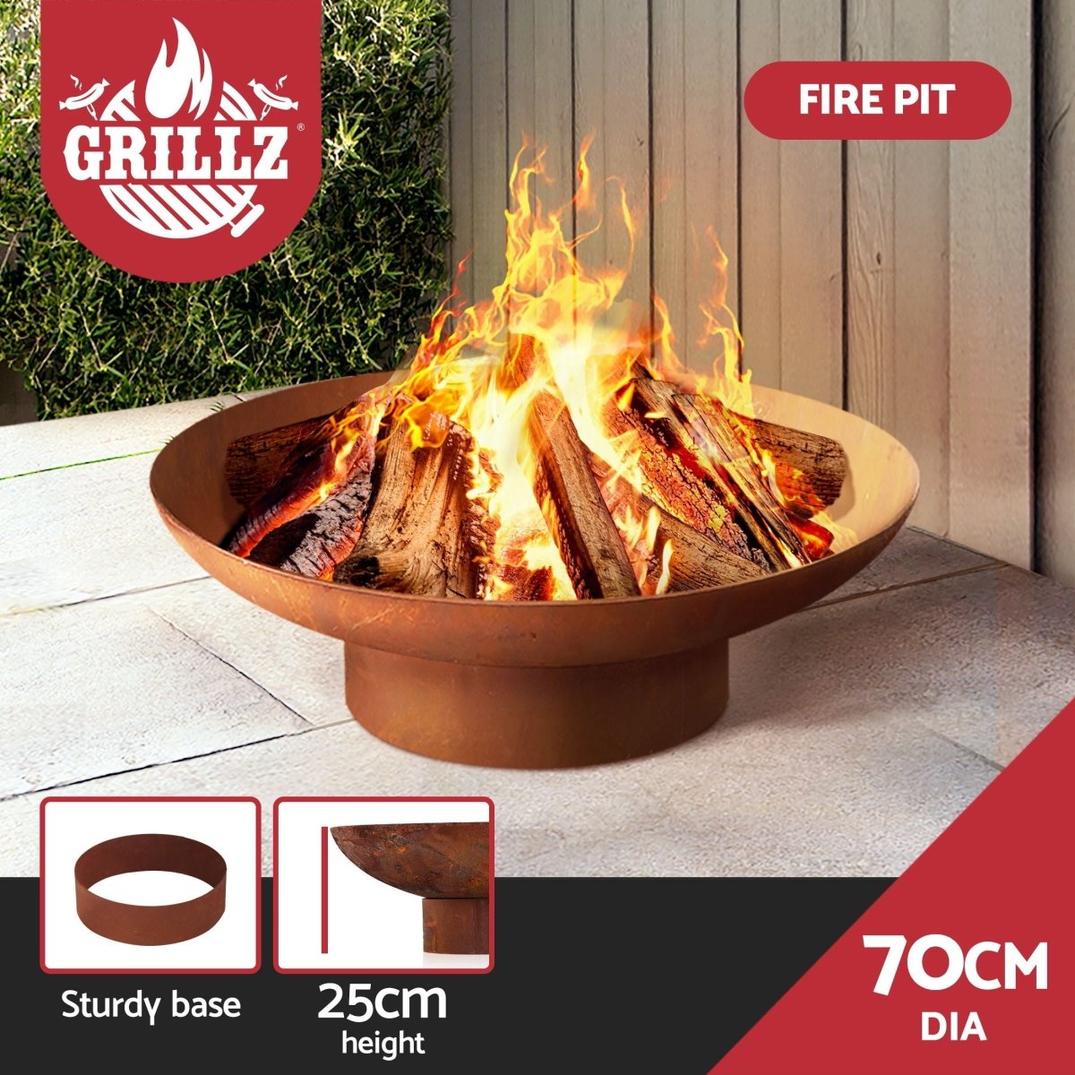 Grillz Fire Pit Bowl Cast Iron Rustic 70cm | Fire Pits