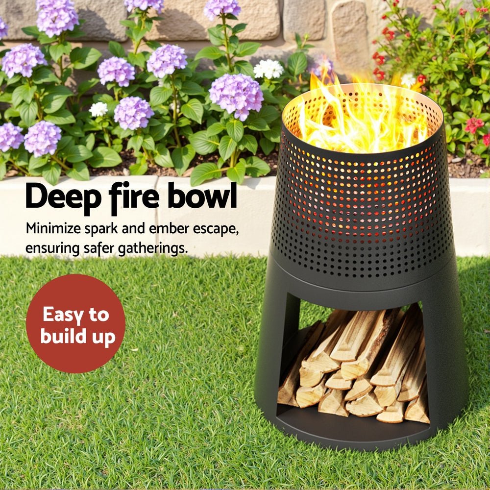 Grillz Fire Pit Deep Bowl Iron Outdoor Fireplace - Outdoorium