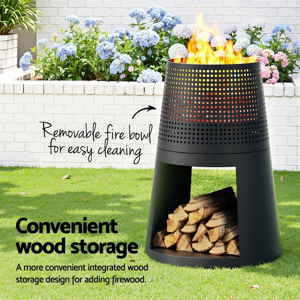 Grillz Fire Pit Deep Bowl Iron Outdoor Fireplace - Outdoorium