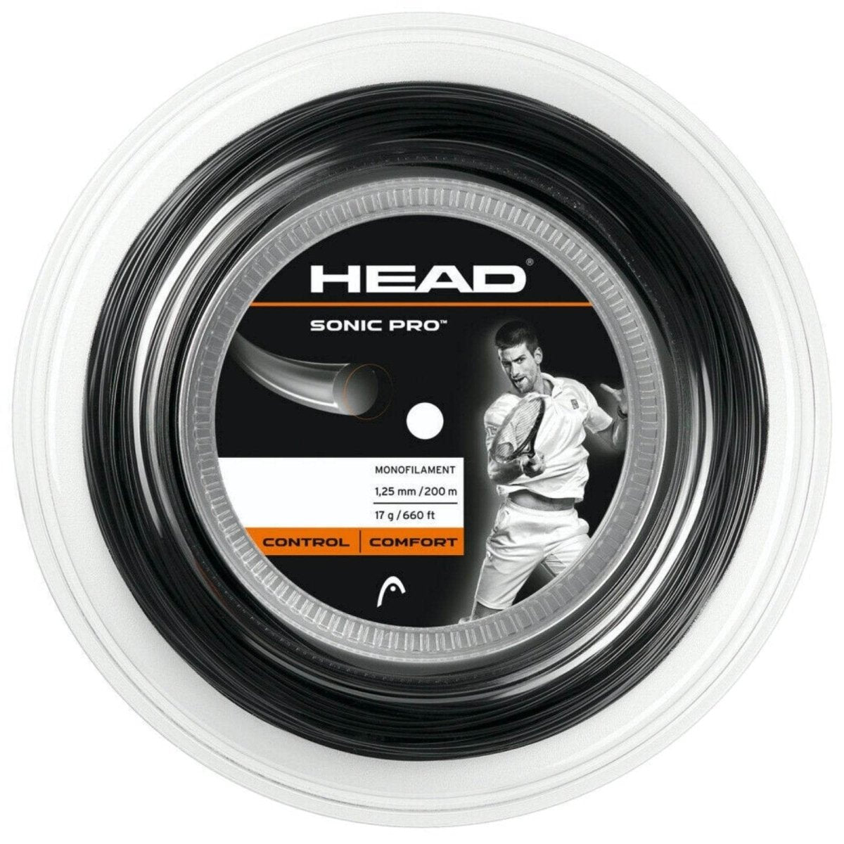 Head Sonic Pro 17g Tennis String Reel 200m 1.25mm Control Comfort - Black | Outdoorium
