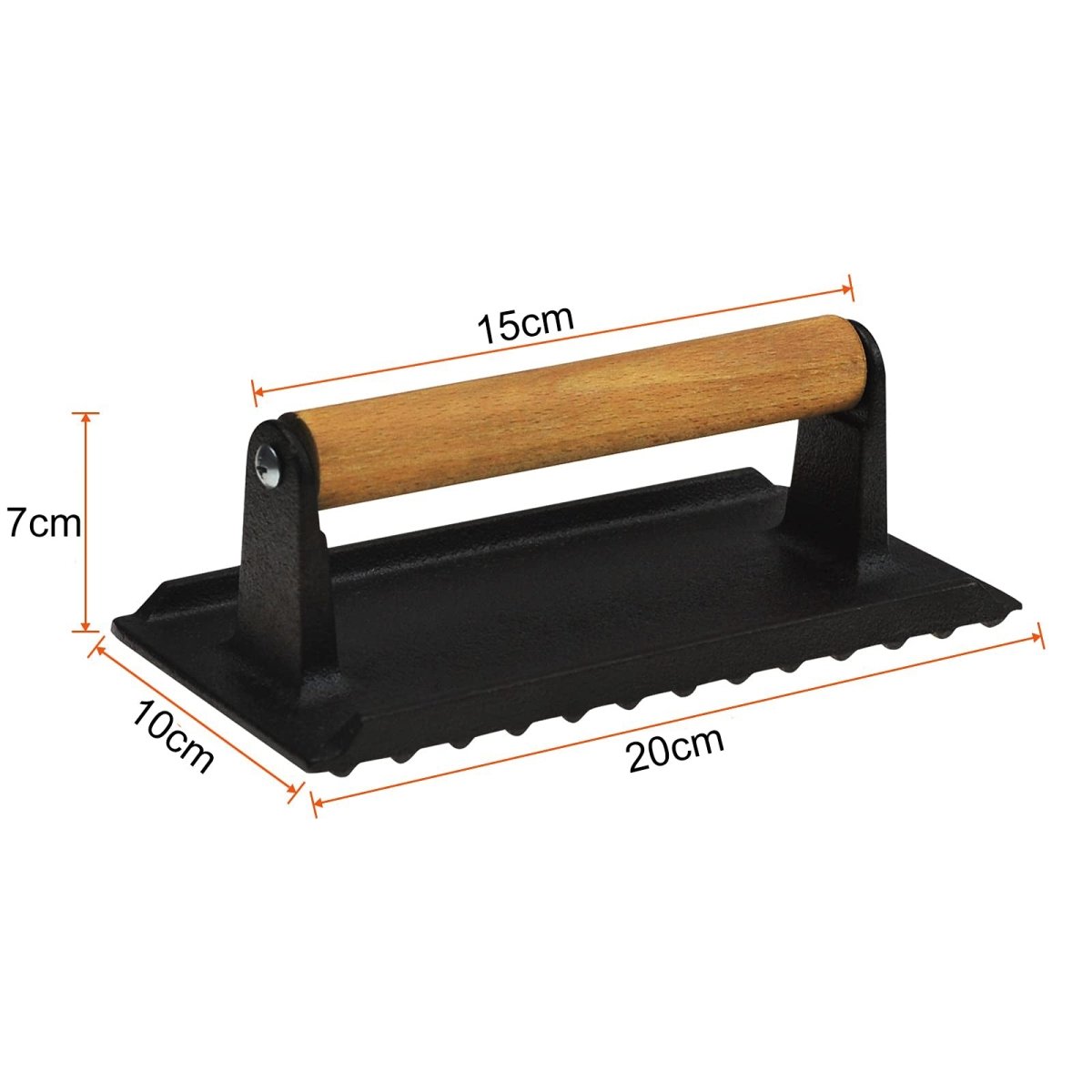 Heavy Duty Round / Rectangle Cast Iron Grill Burger Press Pre-Seasoned Steak Griddle BBQ Grilling - Outdoorium