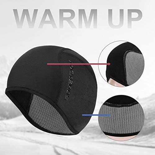 Helmet Fleece Inner Liner Cycling Skull Cap Winter Thermal MTB Mountain Cycling Cap for Men Women Headwear for Running Skiing &amp; Winter Sports BLACK Rockbros - Outdoorium