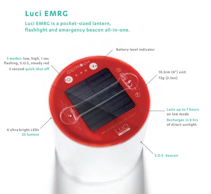 INFLATABLE SOLAR LIGHT by MPOWERD Luci Camping Lantern Waterproof - EMRG - Outdoorium