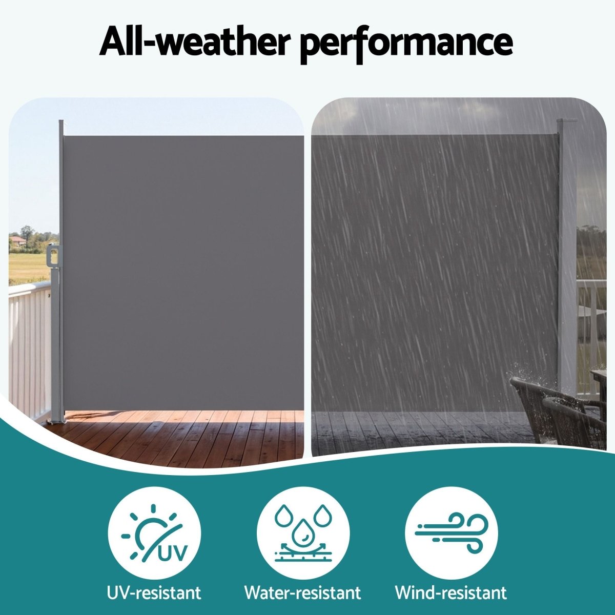 Instahut 1.8X4M Side Awning Retractable Privacy Screen Outdoor Sun Shade Grey | Home & Garden > Shading > Awnings