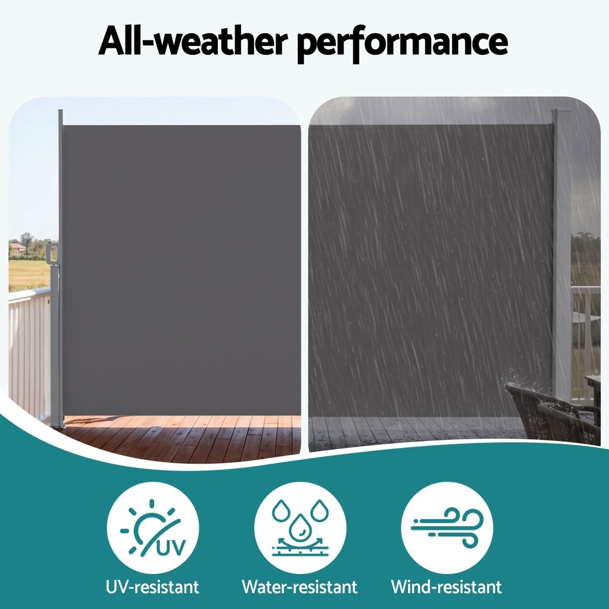 Instahut 2X3.5M Side Awning Retractable Privacy Screen Outdoor Sun Shade Grey | Home & Garden > Shading > Awnings