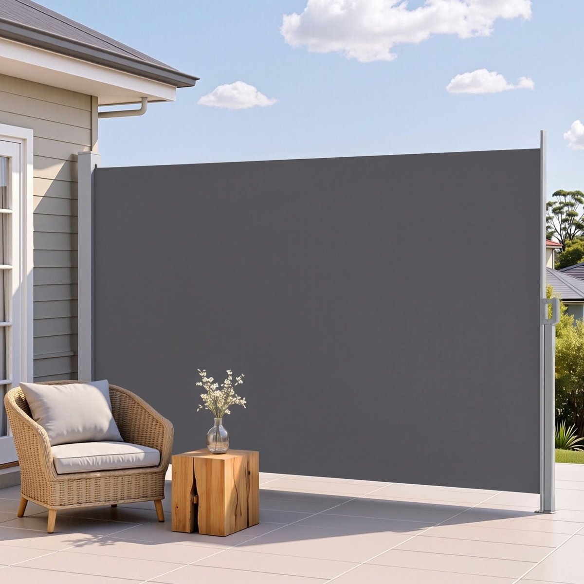 Instahut 2X3.5M Side Awning Retractable Privacy Screen Outdoor Sun Shade Grey | Home & Garden > Shading > Awnings