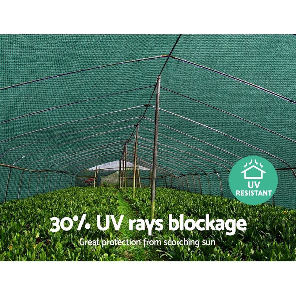 Instahut 30% Shade Cloth 1.83x10m Shadecloth Wide Heavy Duty Green - Outdoorium