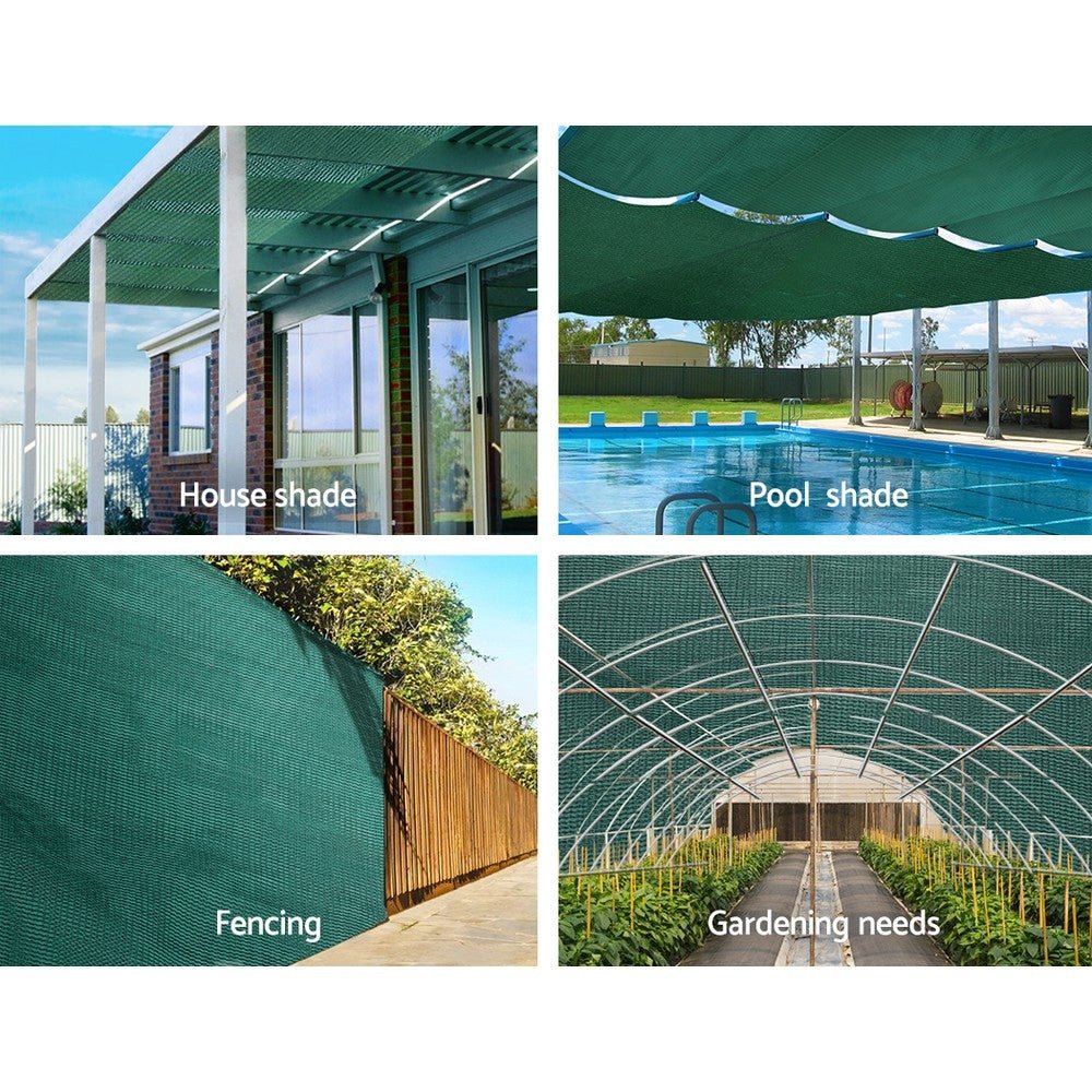 Instahut 30% Shade Cloth 1.83x10m Shadecloth Wide Heavy Duty Green - Outdoorium