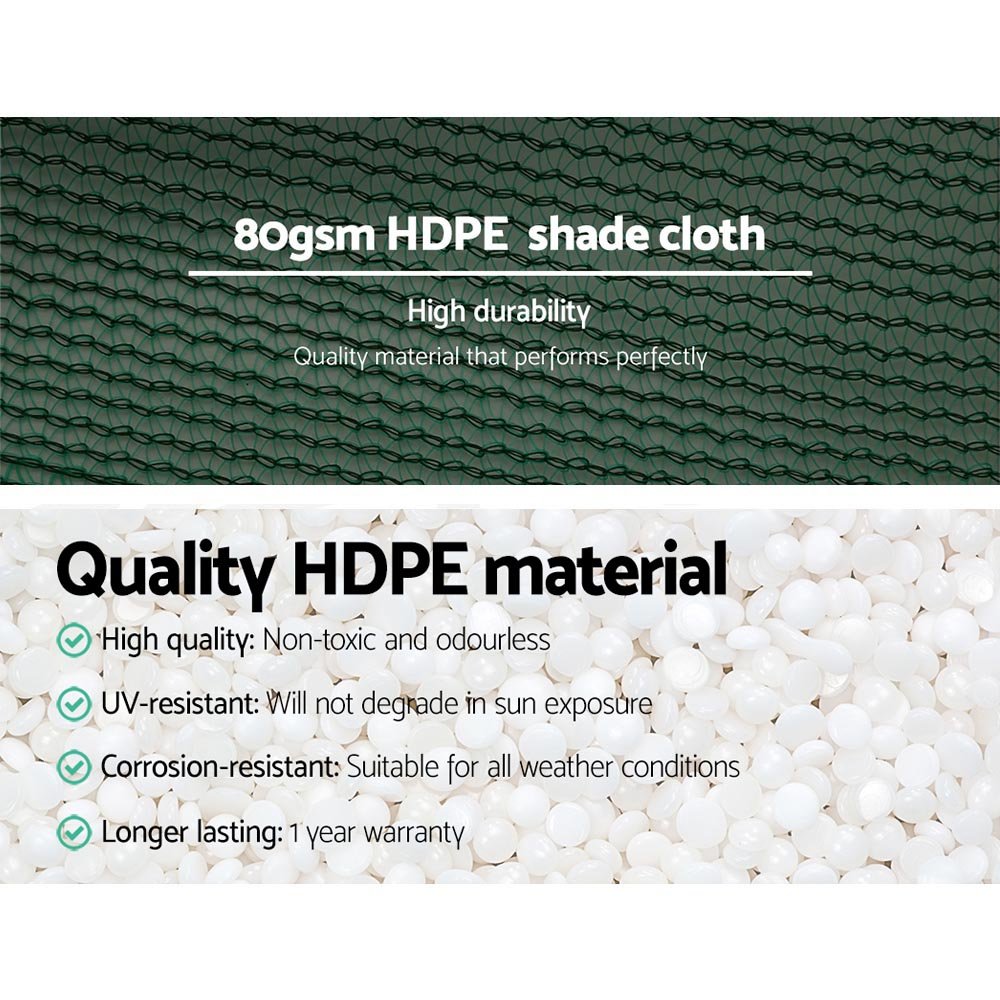 Instahut 30% Shade Cloth 1.83x10m Shadecloth Wide Heavy Duty Green - Outdoorium