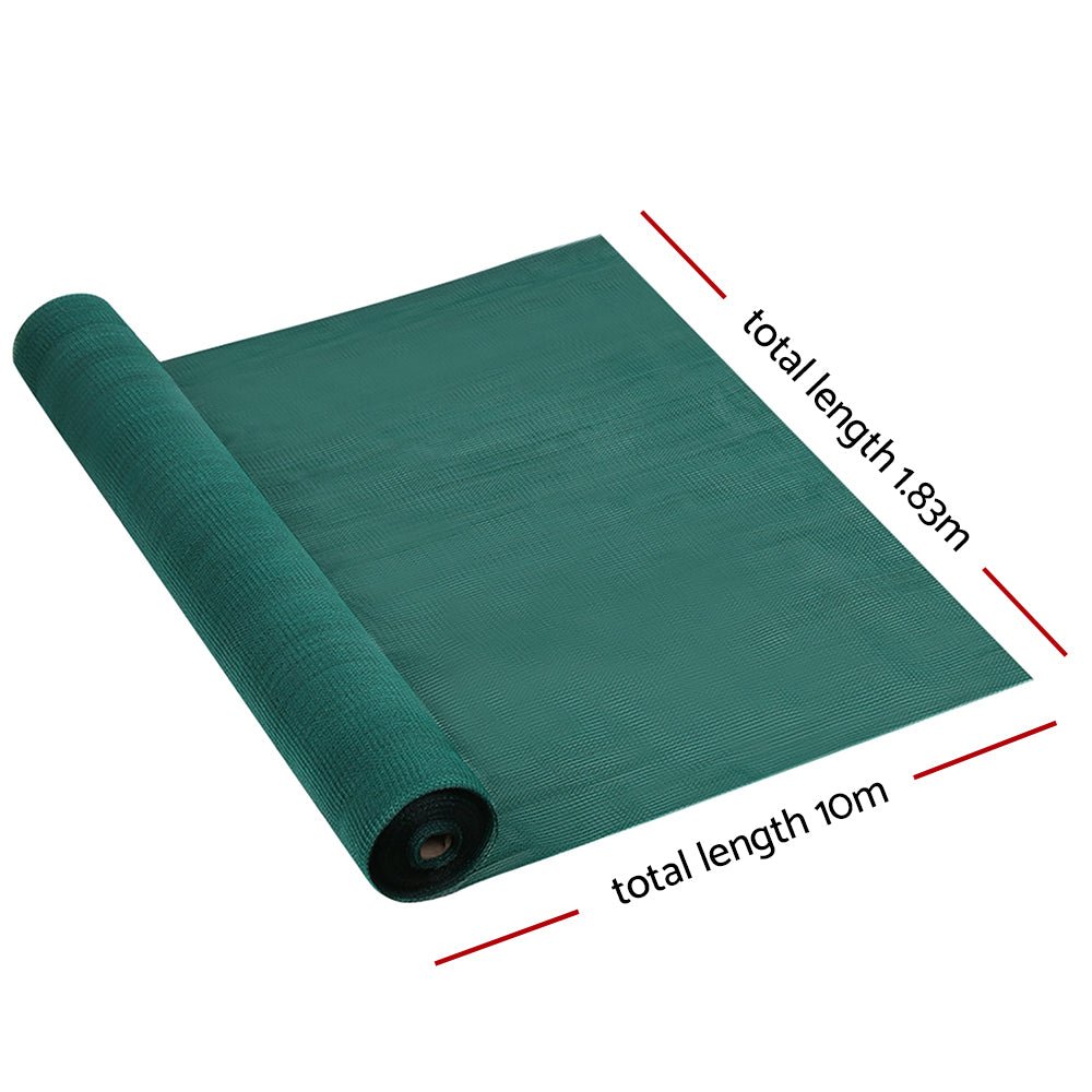 Instahut 30% Shade Cloth 1.83x10m Shadecloth Wide Heavy Duty Green - Outdoorium