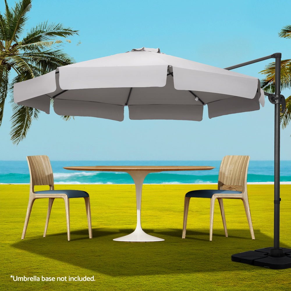 Instahut 3m Outdoor Umbrella Cantilever 360 Degree Tilt Beach Roma Grey - Outdoorium