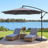 Instahut 3m Outdoor Umbrella Cantilever Beach Garden Patio Grey | Outdoor Umbrella