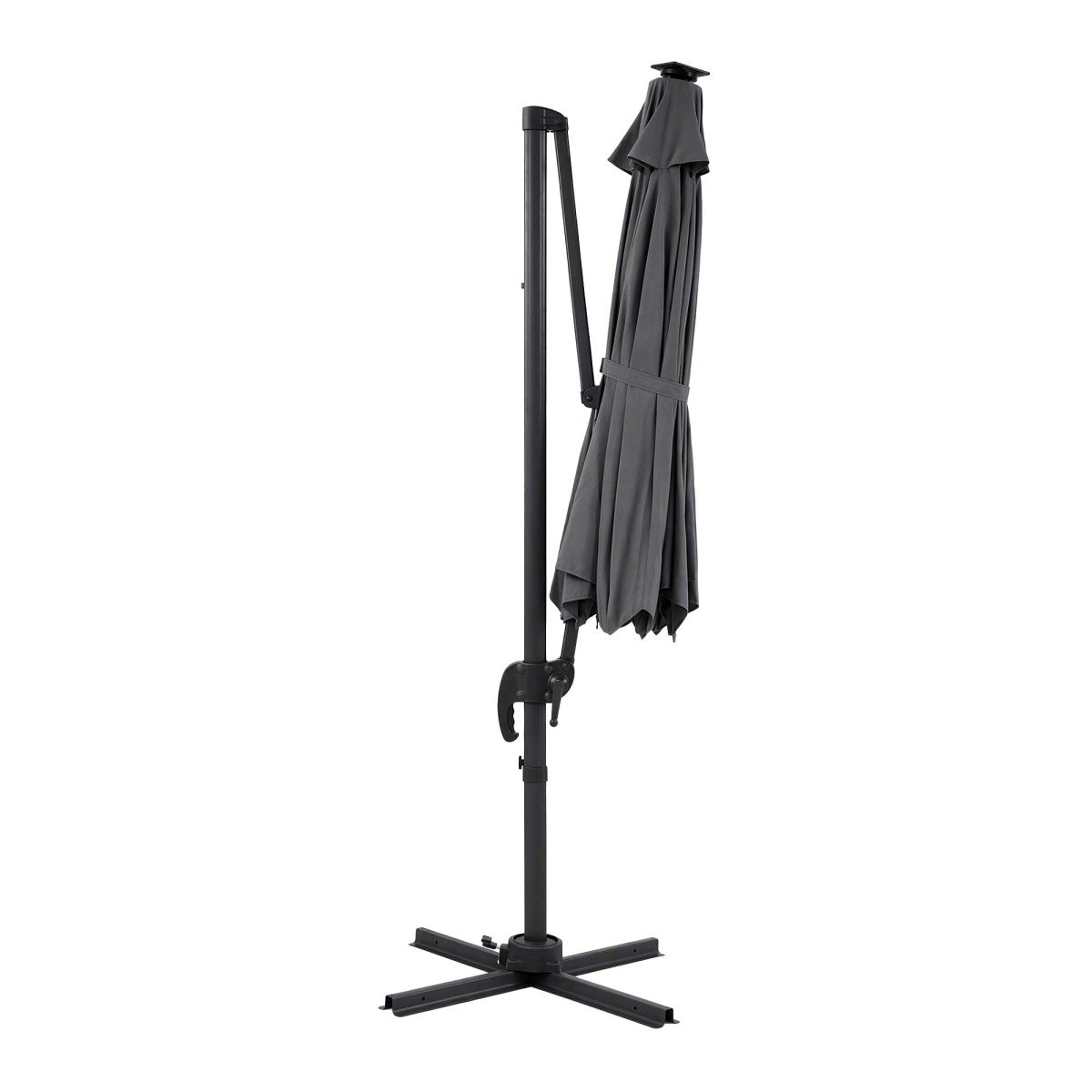 Instahut 3m Solar LED Cantilever Outdoor Umbrella - Charcoal