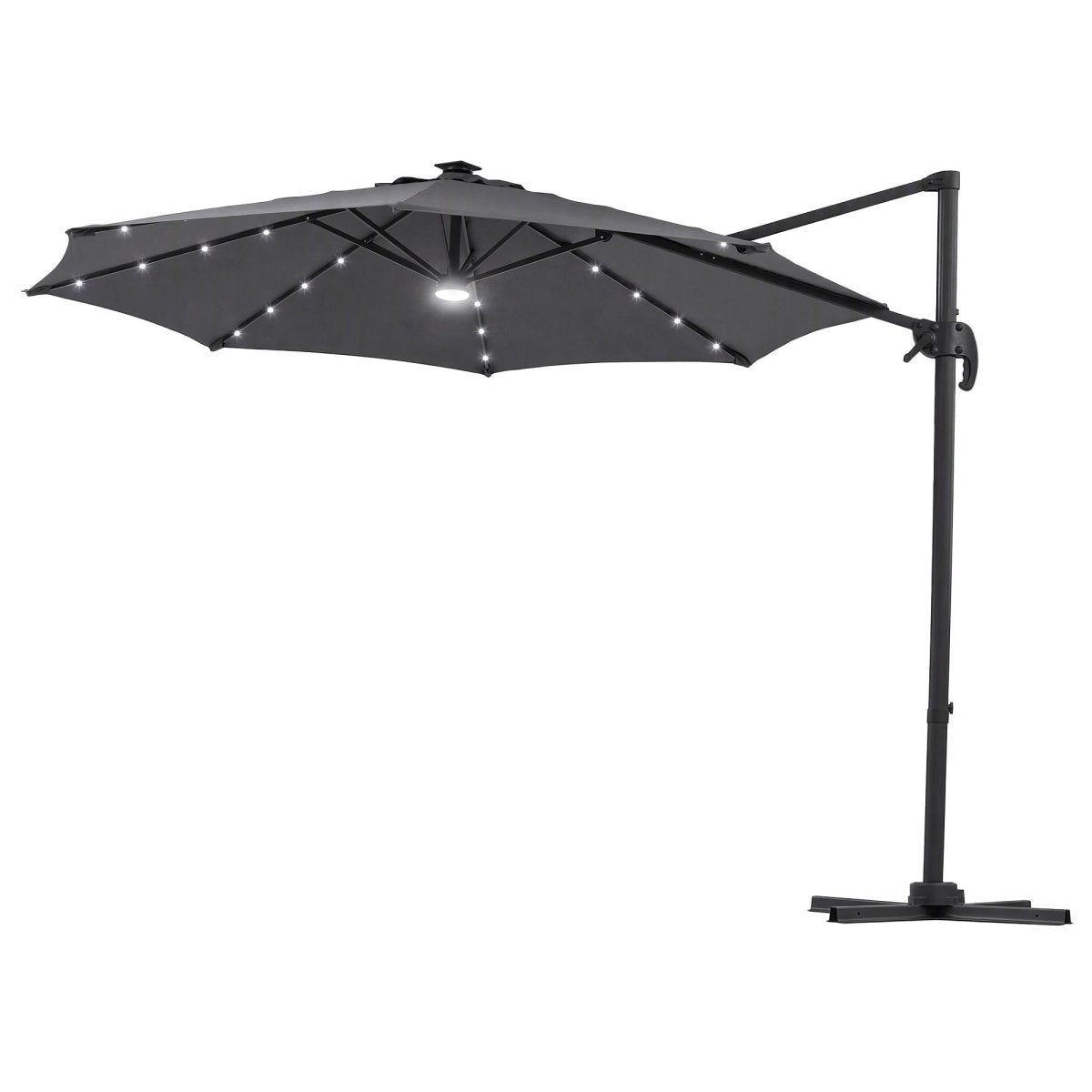 Instahut 3m Solar LED Cantilever Outdoor Umbrella - Charcoal