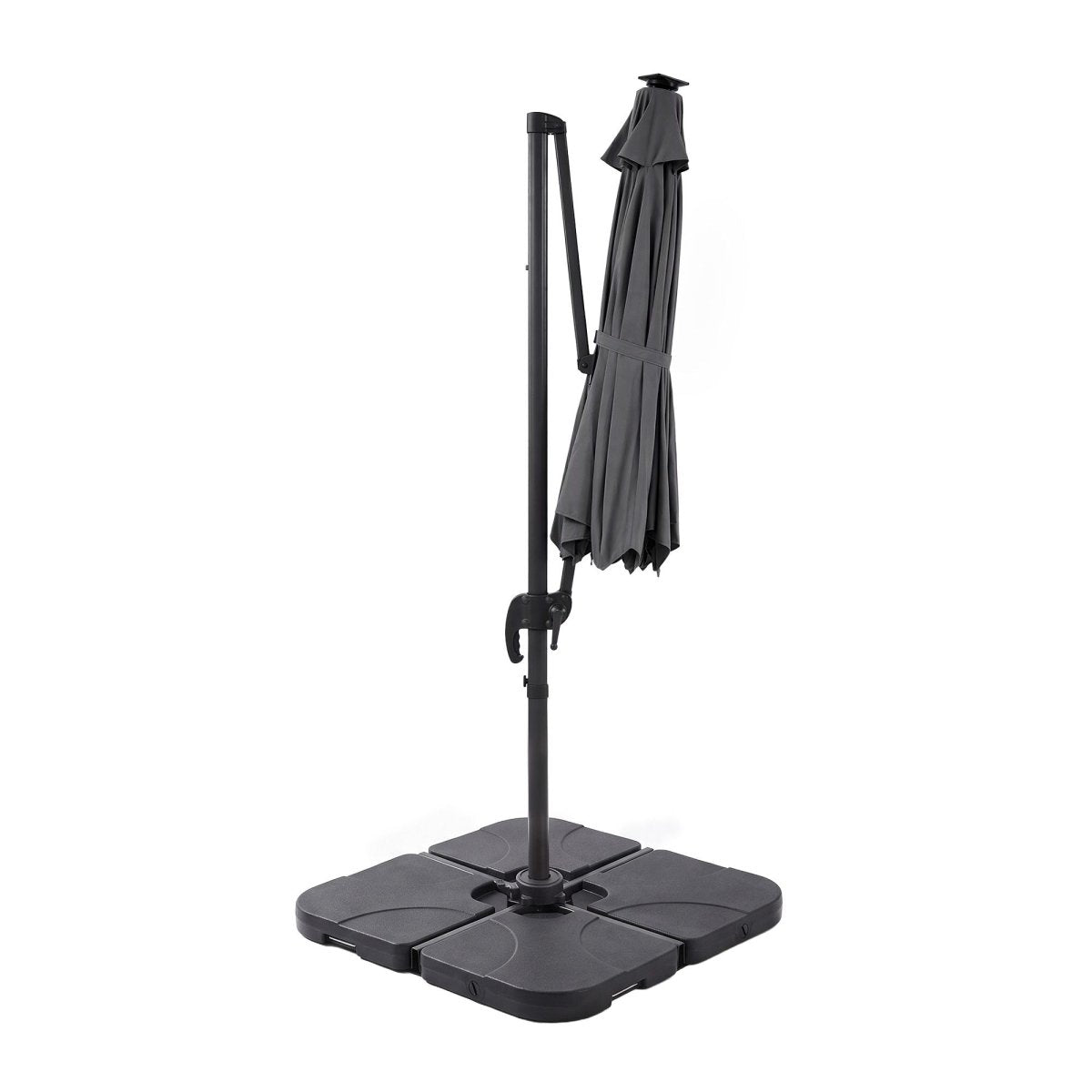 Instahut 3m Solar LED Cantilever Umbrella with Base - Charcoal – product gallery image 4