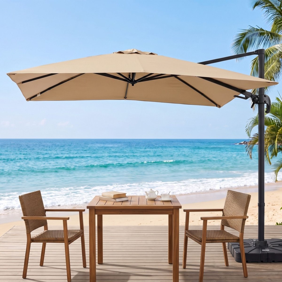 Instahut 3m Tilting Cantilever Outdoor Umbrella - Beige