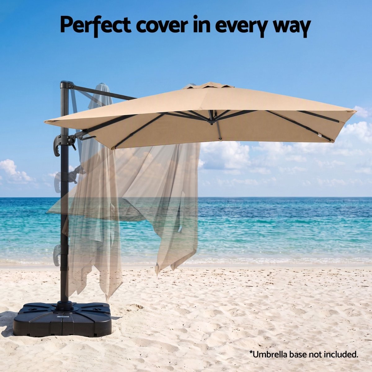 Instahut 3m Tilting Cantilever Outdoor Umbrella - Beige