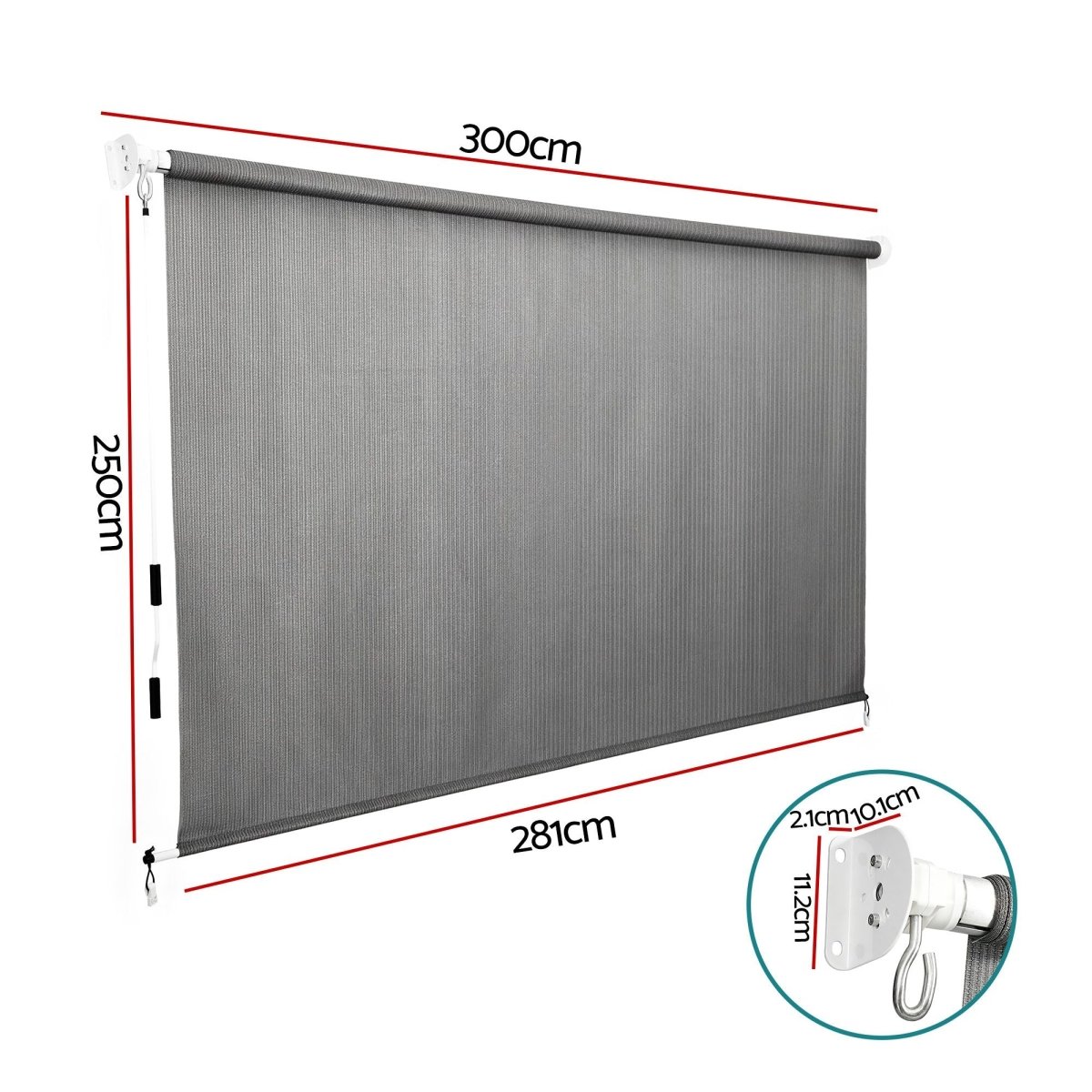 Instahut 3X2.5M HDPE Straight Drop Awning Outdoor Roller Blind Shade Screen Grey | Home & Garden > Shading > Awnings
